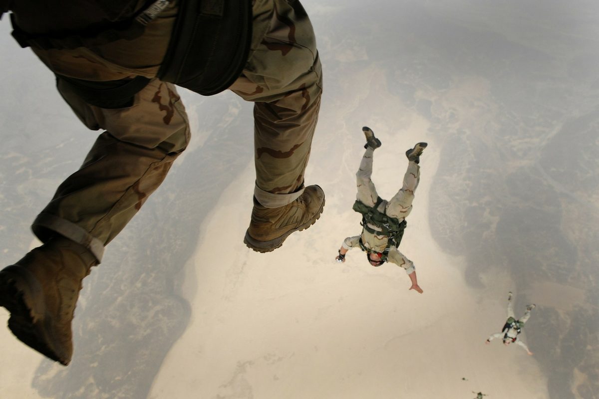 military freefall training over a body of water